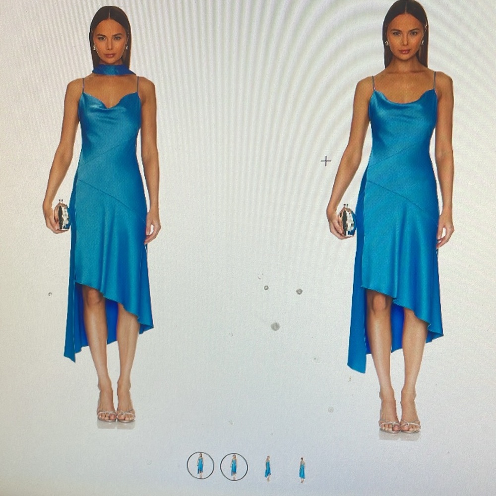 NWT Alice+Olivia Harmony blue asymmetrical hem maxi dress size 14